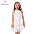 Grace Karin Crianças Crianças Meninas Cap Sleeve Redonda Redonda White Lace Flower Girl Dress CL010443-1